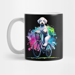 Watercolor Bedlington Terrier Biking Mug